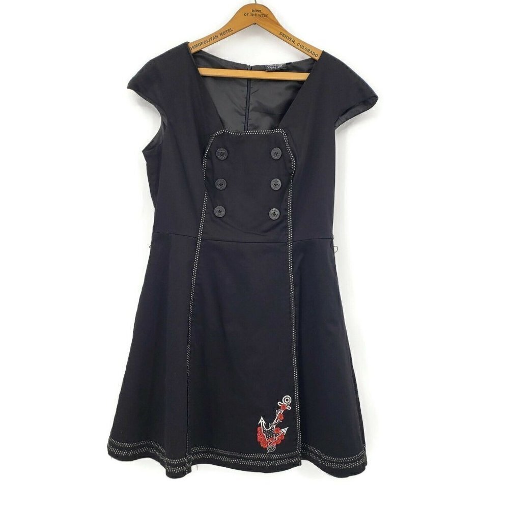 Living Dead Souls Black Sailor Dress Womens XXL Nautical Anchor Tattoo